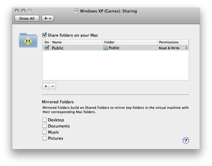 why shared folder for vmware fusion and mac share storage space minimize